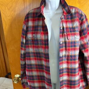 Eddie Bauer Flannel Red Plaid Button Down Shirt
